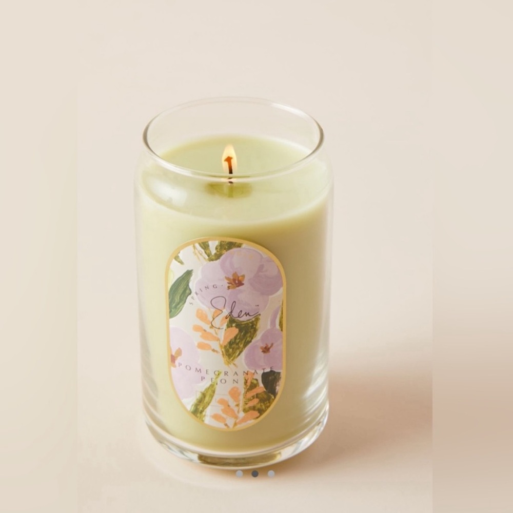 Anthropologie Spring's Eden Wrapped Glass Candle in Pomegranate Peony NWT